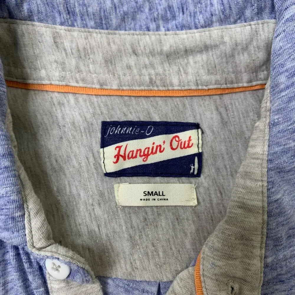 Johnnie-O Shirt Mens S Small Blue Hangin Out Short Sleeve Cotton Lyocell Blend